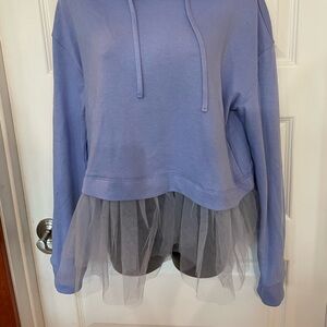 Blue Anthropology sweatshirt with cute tulle skirt. Size Med.